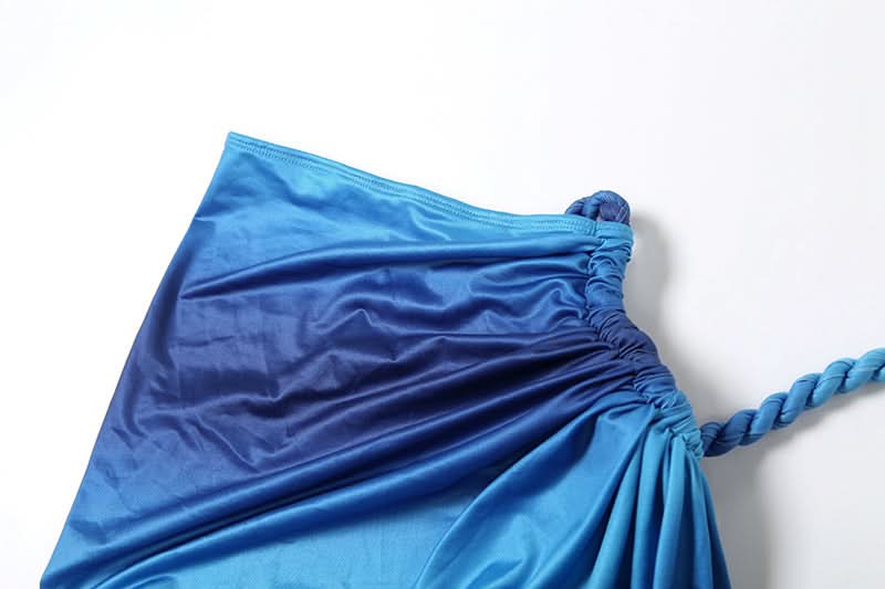 Tropical Escape Ombre Two-Piece Maxi Skirt Set - Sweetheart Top & Rope Slit