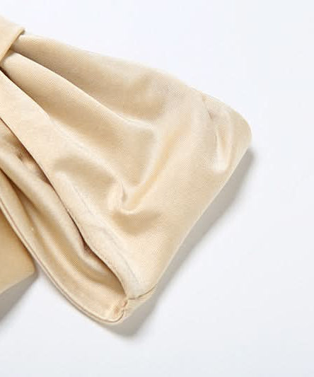 Luxe Golden Shimmer Bow Bandeau Bikini Set with Tropical Orchid – Perfect for Your Winter Getaway