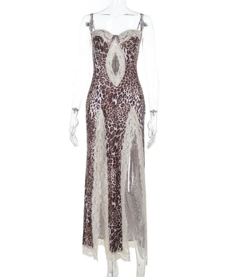 Siren Chic: Daring Leopard & Lace High Slit Maxi Dress - Your Fall & Holiday Party Statement