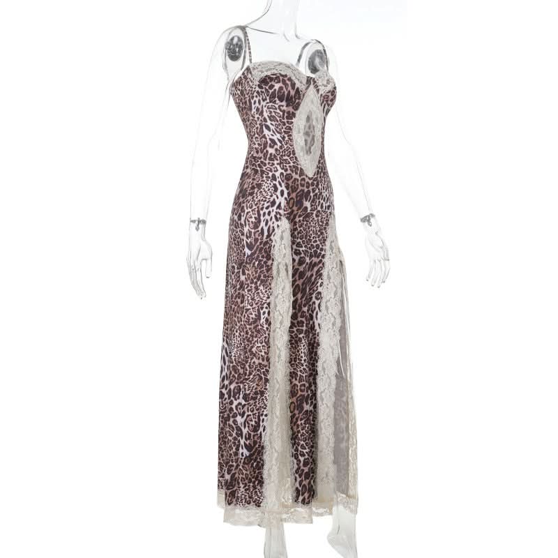 Siren Chic: Daring Leopard & Lace High Slit Maxi Dress - Your Fall & Holiday Party Statement