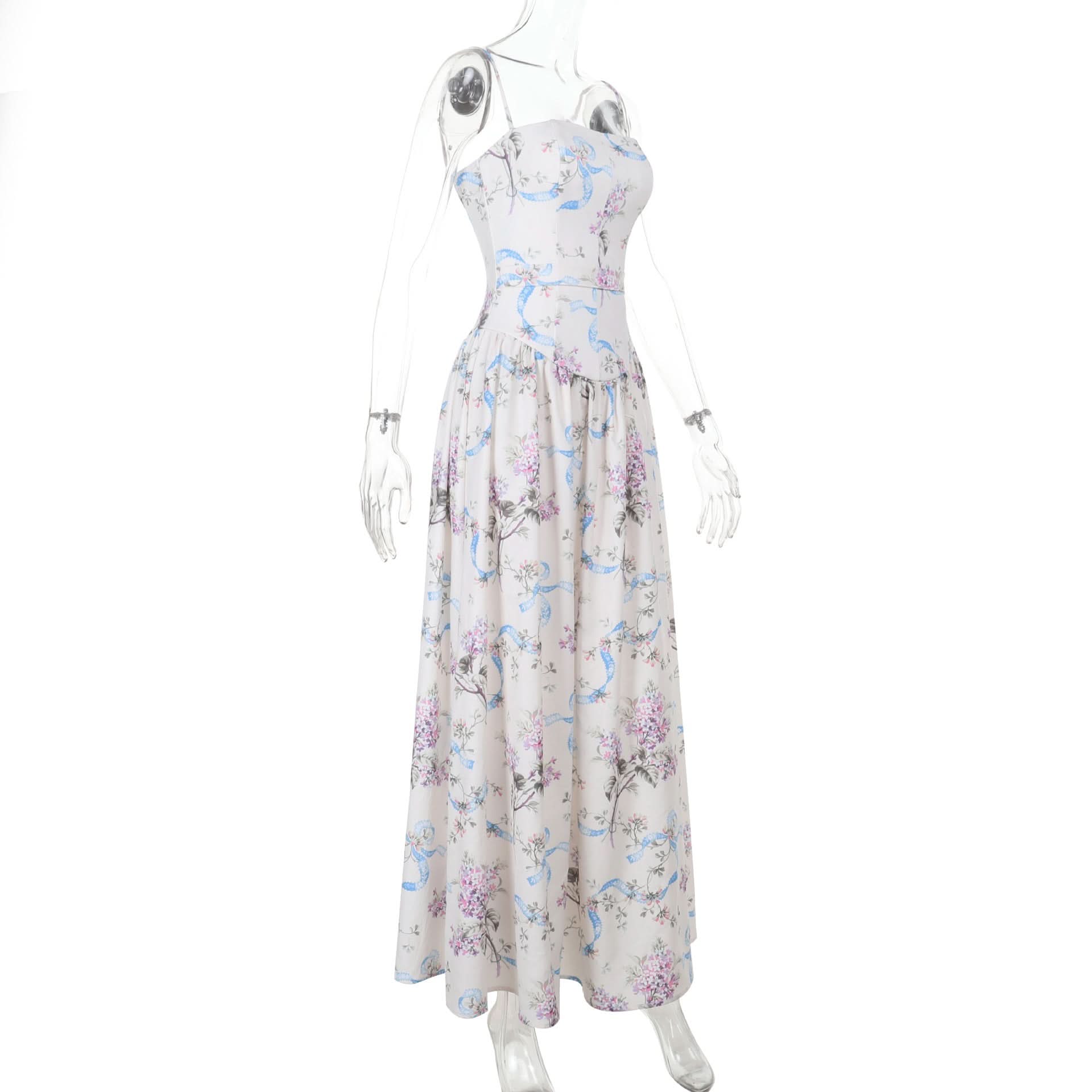 Ethereal Blooms & Ribbons Maxi Cami Dress - Your Chic Fall Getaway Essential