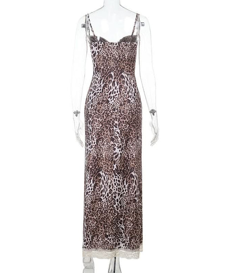 Siren Chic: Daring Leopard & Lace High Slit Maxi Dress - Your Fall & Holiday Party Statement