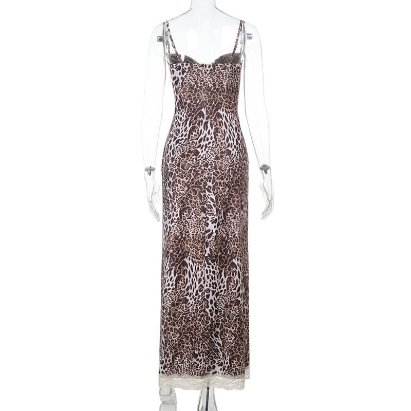 Siren Chic: Daring Leopard & Lace High Slit Maxi Dress - Your Fall & Holiday Party Statement