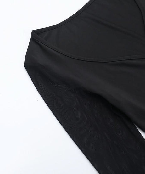 Bewitching Black Gothic Corset Maxi Dress with Bell Sleeves & High Slits - Perfect for Halloween & Fall Parties