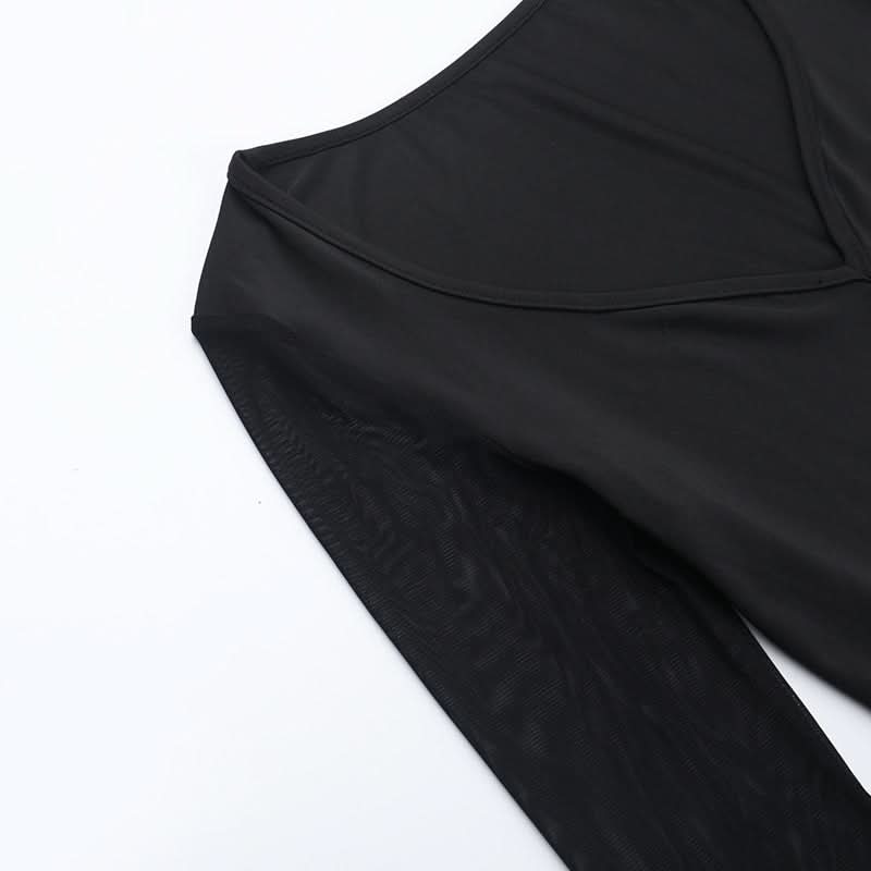 Bewitching Black Gothic Corset Maxi Dress with Bell Sleeves & High Slits - Perfect for Halloween & Fall Parties