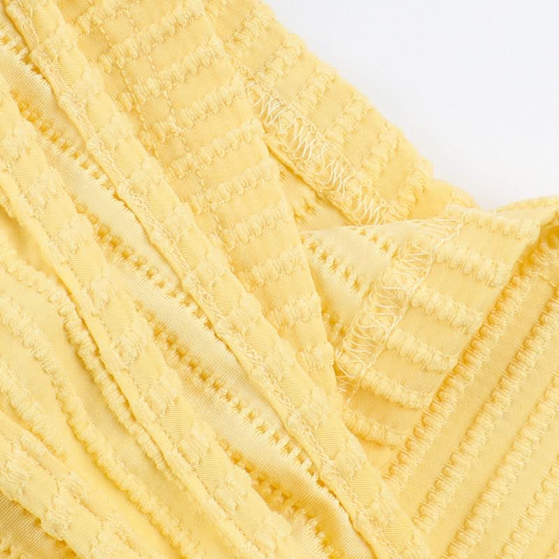 Buttery Soft Ribbed Knit Cami & Shorts Lounge Set - Yellow Comfort for Fall Cozy & Warm Getaways