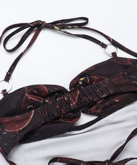 Mystic Bloom Halter Maxi Dress: Dark Floral O-Ring Backless with Slit - Fall & Holiday Glam