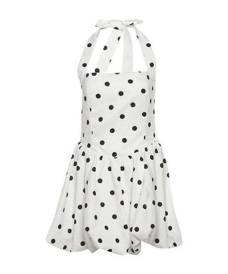 Chic Polka Dot Halter Bubble Hem Mini Dress - Your Fall & Holiday Party Essential!