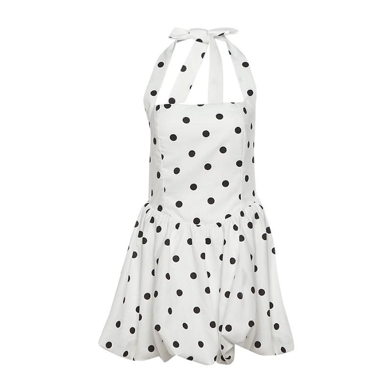 Chic Polka Dot Halter Bubble Hem Mini Dress - Your Fall & Holiday Party Essential!