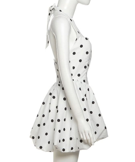 Chic Polka Dot Halter Bubble Hem Mini Dress - Your Fall & Holiday Party Essential!