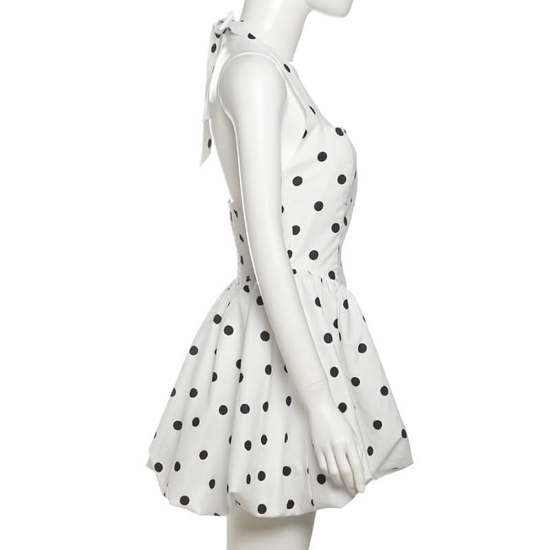 Chic Polka Dot Halter Bubble Hem Mini Dress - Your Fall & Holiday Party Essential!