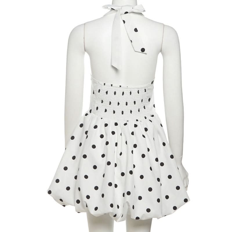 Chic Polka Dot Halter Bubble Hem Mini Dress - Your Fall & Holiday Party Essential!