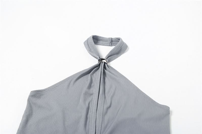 Chic Ribbed Halter Top | Keyhole Button Front Crop | Y2K Fall Style