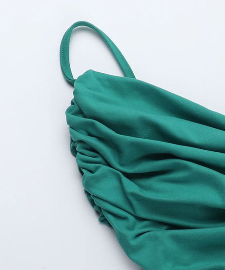 Emerald Green Ruched Cowl Neck Backless Maxi Dress – Holiday & Gala Ready