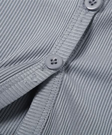 Chic Ribbed Halter Top | Keyhole Button Front Crop | Y2K Fall Style