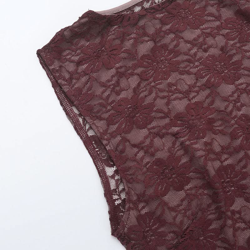Sultry Fall Nights: Deep Burgundy Lace Cutout Bodysuit & Maxi Skirt Set