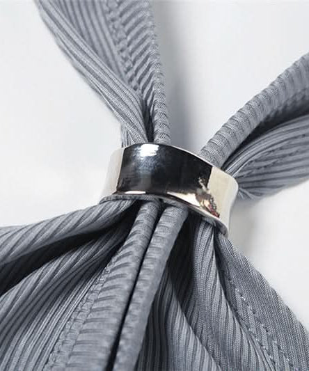 Chic Ribbed Halter Top | Keyhole Button Front Crop | Y2K Fall Style