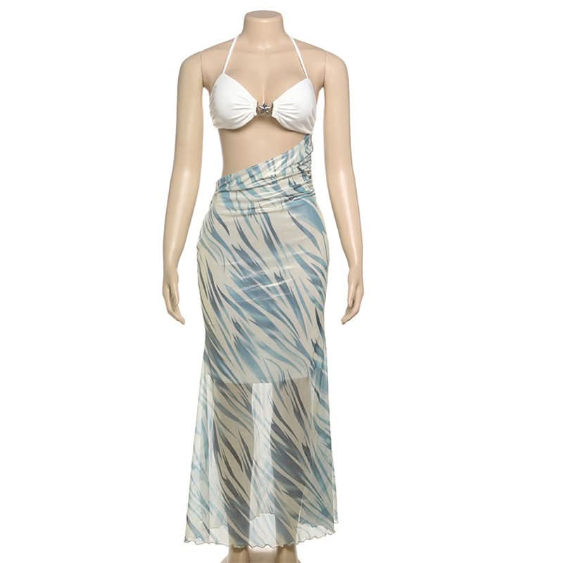 Fall Glam: Metallic Swirl Halter Cut-Out Maxi Dress - Head-Turning Event Style