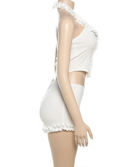 Dreamy Ruffle Halter & Shorts Set - Your Go-To for Cozy Chic & Sunny Escapes
