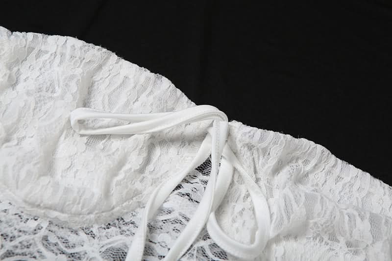 Angelic Allure White Lace Ruched Mini Dress - Halloween Ready & Holiday Party Perfect