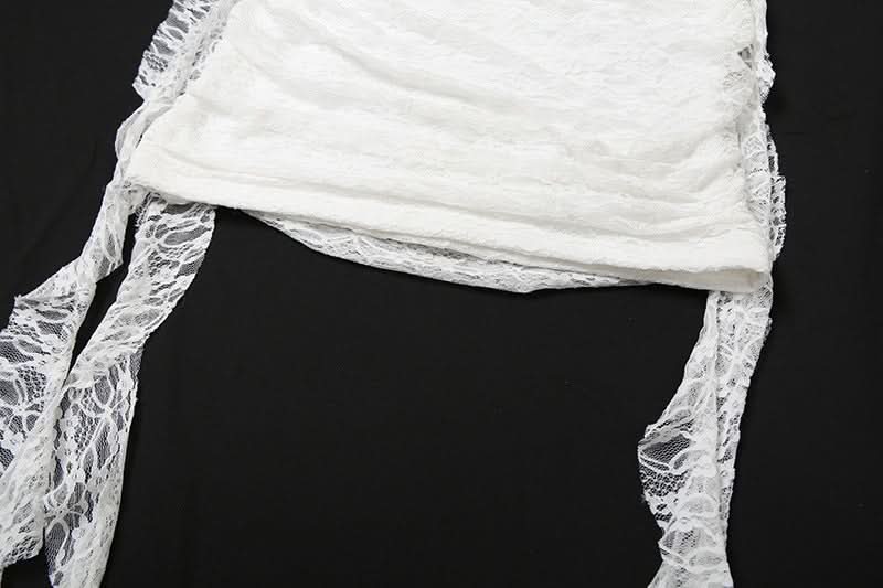 Angelic Allure White Lace Ruched Mini Dress - Halloween Ready & Holiday Party Perfect