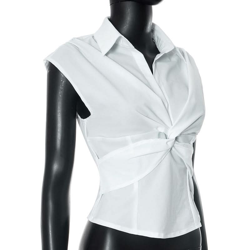 Effortless Chic Twist-Front Collared V-Neck Crop Top | Fall Style Staple