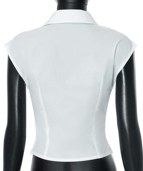 Effortless Chic Twist-Front Collared V-Neck Crop Top | Fall Style Staple