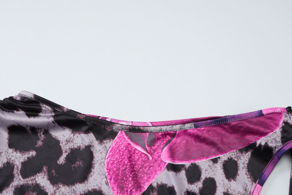 Wild Orchid Leopard Print Maxi Set | One-Shoulder Crop Top & Skirt for Fall Escapes