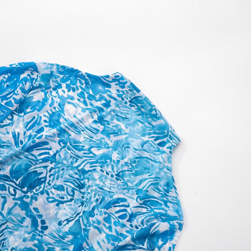 Ocean Dream Starfish Mesh Mini Dress | High Neck Long Sleeve Resort & Party Chic