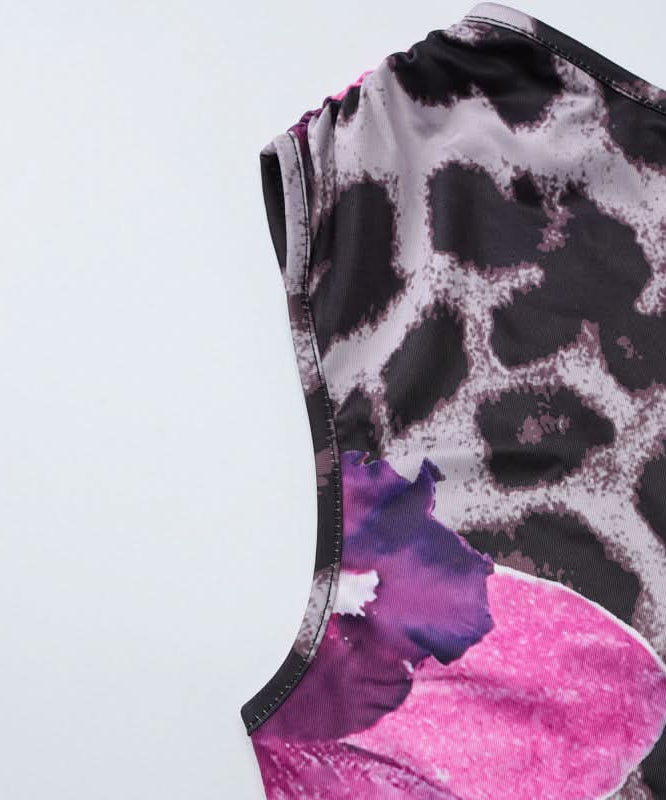 Wild Orchid Leopard Print Maxi Set | One-Shoulder Crop Top & Skirt for Fall Escapes