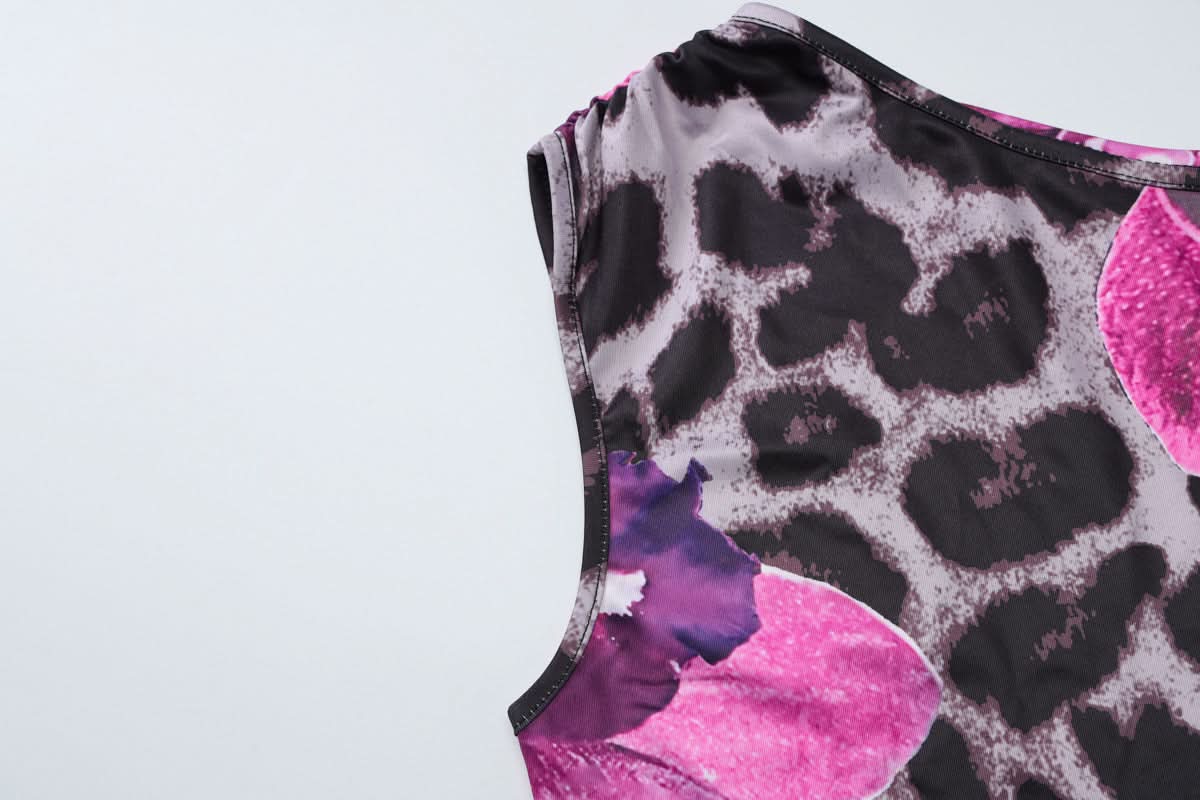 Wild Orchid Leopard Print Maxi Set | One-Shoulder Crop Top & Skirt for Fall Escapes