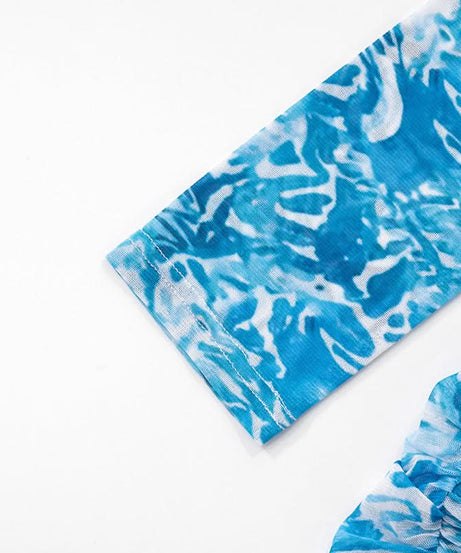 Ocean Dream Starfish Mesh Mini Dress | High Neck Long Sleeve Resort & Party Chic