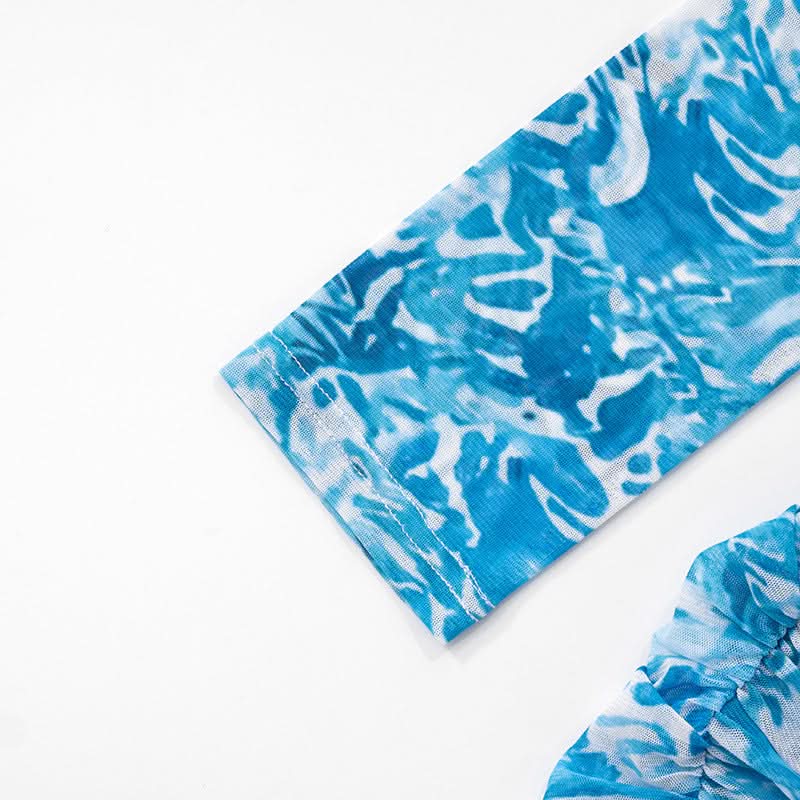 Ocean Dream Starfish Mesh Mini Dress | High Neck Long Sleeve Resort & Party Chic