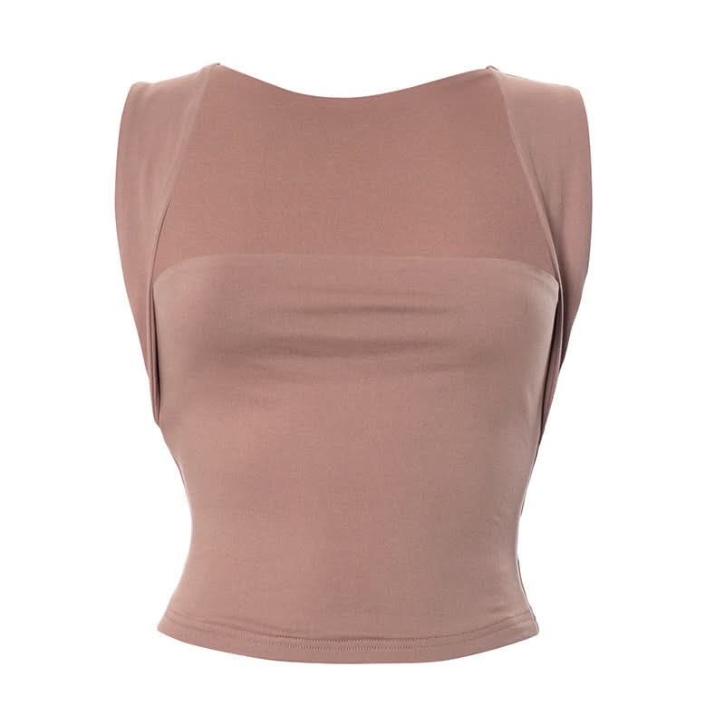 Sculpted Chic: Dusty Rose Effortless Sleeveless Top for Fall Layering