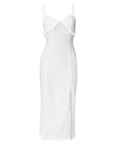 Chic White Ruffle Backless Cami Maxi Dress - Your Resort & Bridal Essential