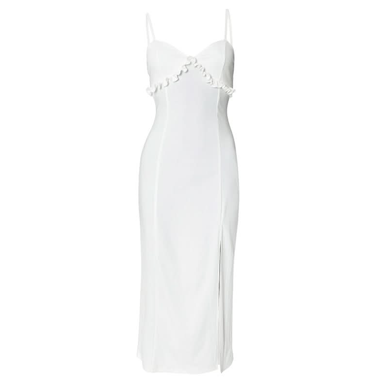 Chic White Ruffle Backless Cami Maxi Dress - Your Resort & Bridal Essential