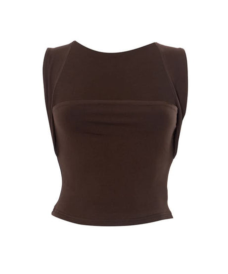 Sculpted Chic: Dusty Rose Effortless Sleeveless Top for Fall Layering