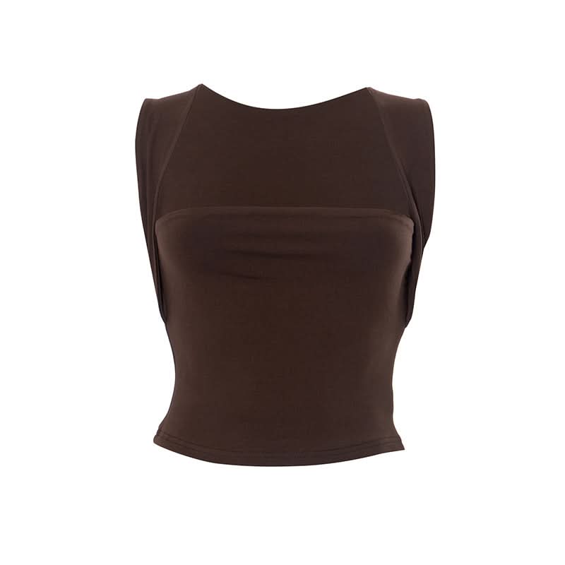 Sculpted Chic: Dusty Rose Effortless Sleeveless Top for Fall Layering