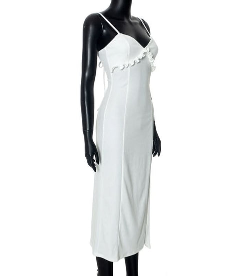 Chic White Ruffle Backless Cami Maxi Dress - Your Resort & Bridal Essential