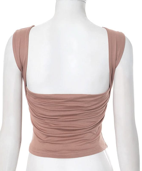 Sculpted Chic: Dusty Rose Effortless Sleeveless Top for Fall Layering