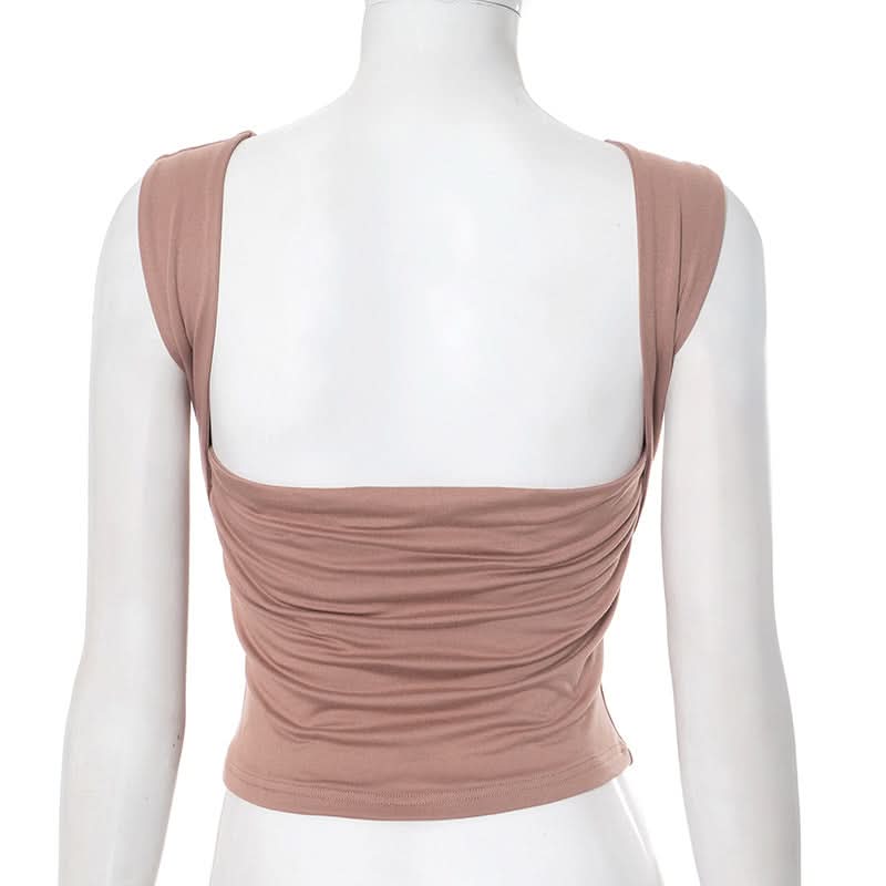 Sculpted Chic: Dusty Rose Effortless Sleeveless Top for Fall Layering