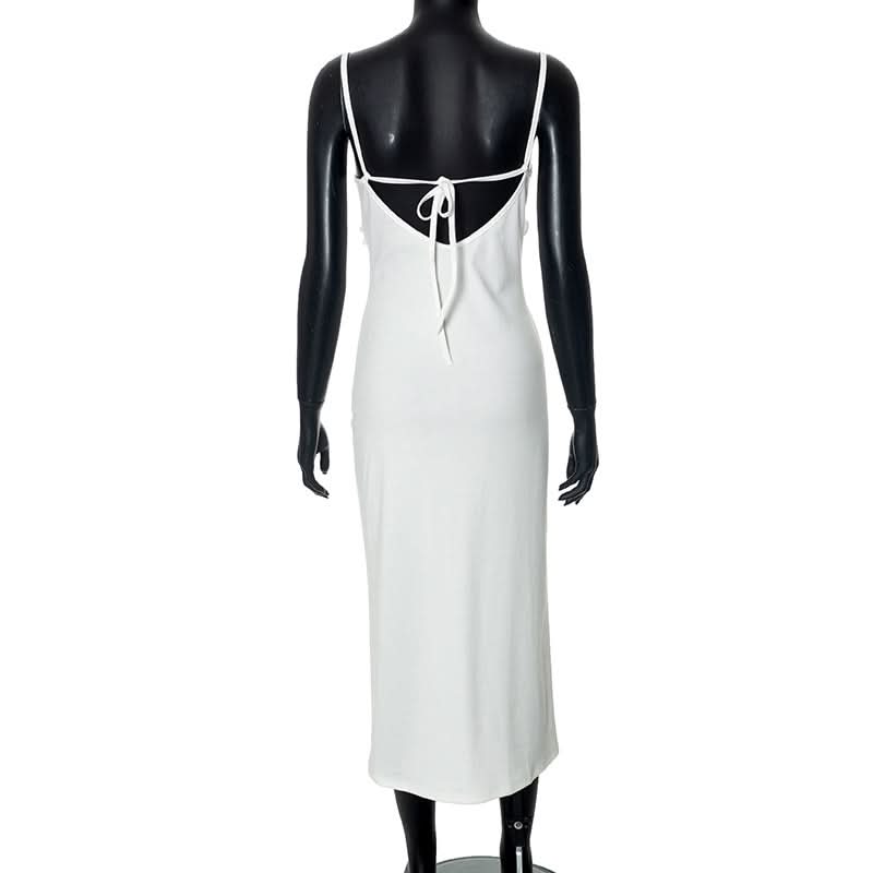 Chic White Ruffle Backless Cami Maxi Dress - Your Resort & Bridal Essential