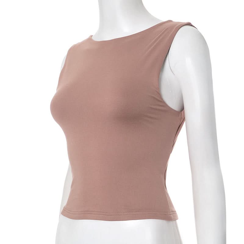 Sculpted Chic: Dusty Rose Effortless Sleeveless Top for Fall Layering