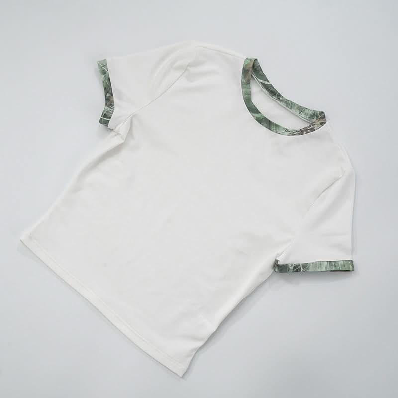 Effortless Fall Style: Women's Cozy Camo Crop Top & Drawstring Shorts Set