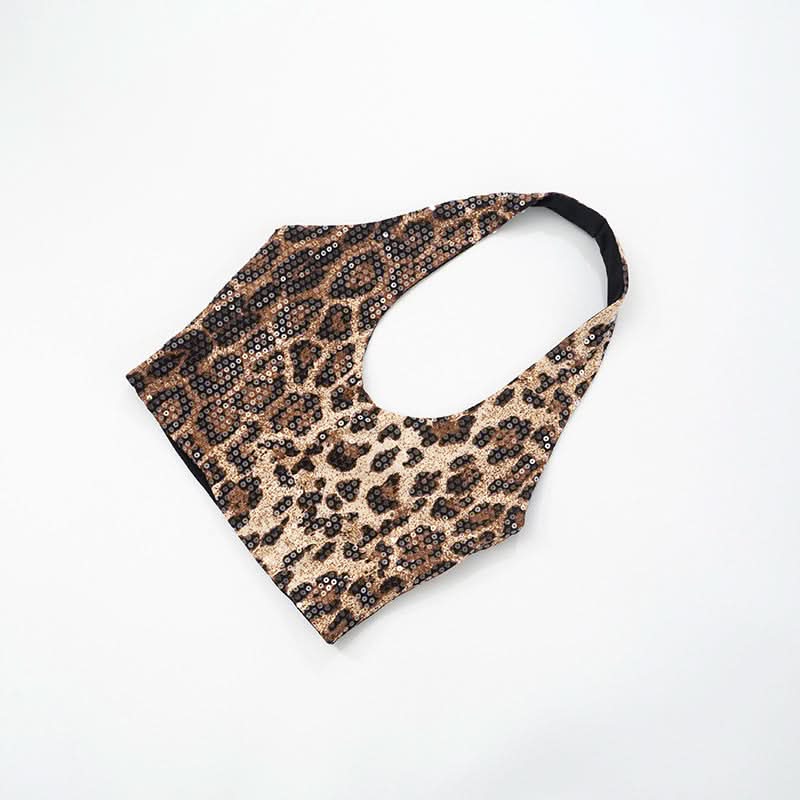 Fierce & Fabulous: Leopard Sequin Halter Crop Top & Capri Set – Your Ultimate Party & Halloween Glam Look