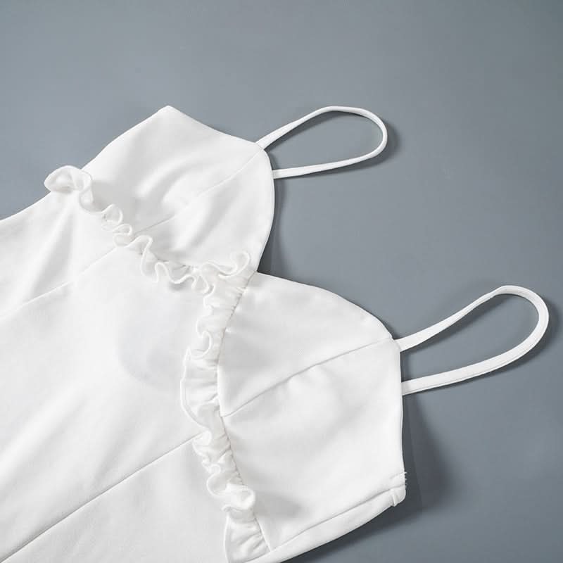 Chic White Ruffle Backless Cami Maxi Dress - Your Resort & Bridal Essential