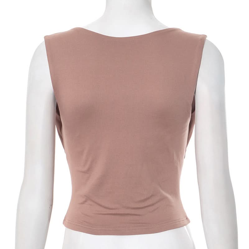 Sculpted Chic: Dusty Rose Effortless Sleeveless Top for Fall Layering