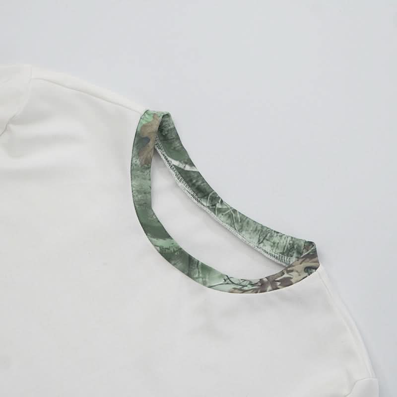 Effortless Fall Style: Women's Cozy Camo Crop Top & Drawstring Shorts Set