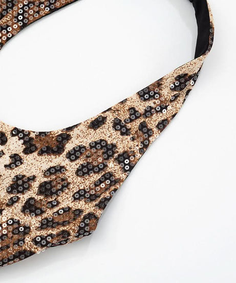 Fierce & Fabulous: Leopard Sequin Halter Crop Top & Capri Set – Your Ultimate Party & Halloween Glam Look