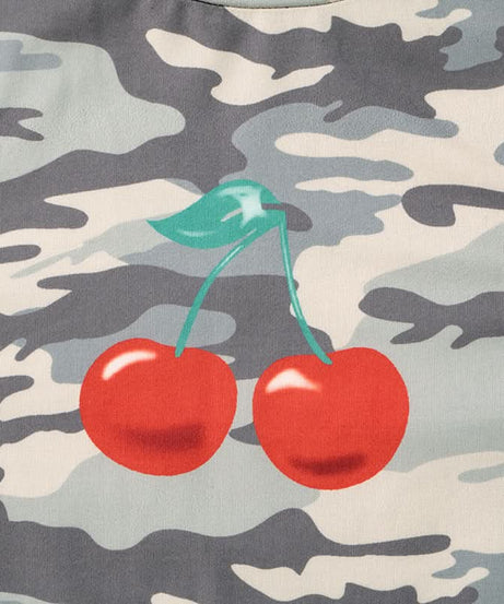 Sweet & Edgy Camo Cherry Print Fitted Tee | Trendy Fall Fashion Top for Women